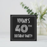 [ Thumbnail: 40th Birthday Party: Art Deco Style W/ Custom Name Invitation ]