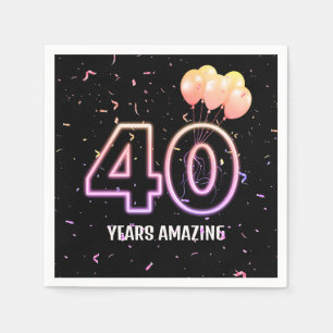 40th Birthday Party Balloons and Confetti Napkins
