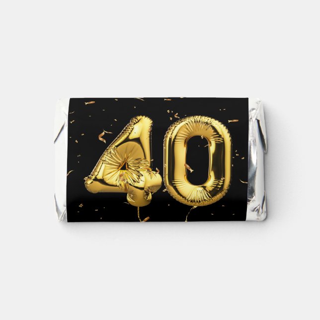 40th Birthday Party Balloons on Black  Hershey's Miniatures (Front)