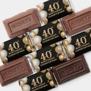 40th Birthday Party Black and Gold Balloons Hershey's Miniatures