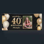 40th Birthday Party Black and Gold Balloons Photo Banner<br><div class="desc">40th Birthday Party Black and Gold Balloons Photo Banner. For further customization,  please click the "Customize it" button and use our design tool to modify this template.</div>