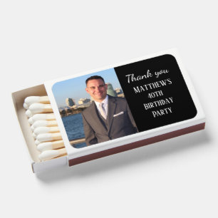40th Birthday Party Black Elegant Modern Matchboxes