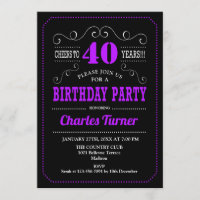 40th Birthday Party - Black Purple