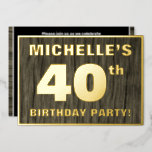 [ Thumbnail: 40th Birthday Party: Bold, Faux Wood Grain Pattern Invitation ]