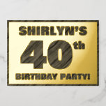[ Thumbnail: 40th Birthday Party — Bold, Faux Wood Grain Text Invitation ]