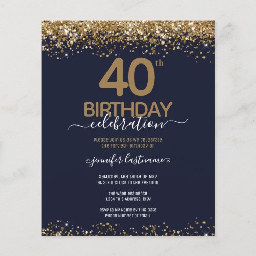 40th Birthday Party Budget Invitation