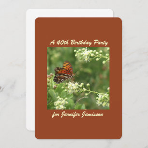 40th Birthday Party Butterfly Personalize Name Invitation