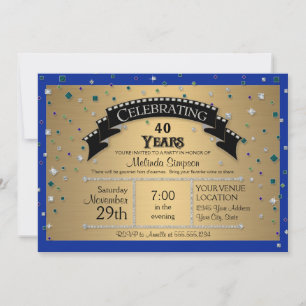 40th Birthday Party Celebrate Faux Jewel Confetti Invitation