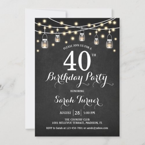 40th Birthday Party _ Chalkboard Invitation