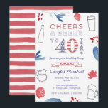 40th Birthday Party, Cheers and Beers Invitation<br><div class="desc">Cheers and Beers to 40 years with these fun Red White and Blue birthday party invitations. The Stars and Stripes theme would make the design particularly suitable for an event around a national holiday eg 4th July,  or for anyone who likes to display the flag wherever possible.</div>