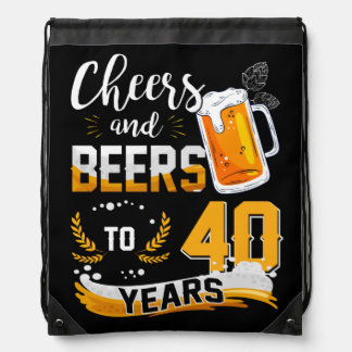 40th Birthday Party Cheers And Beers To 40 Years Drawstring Bag