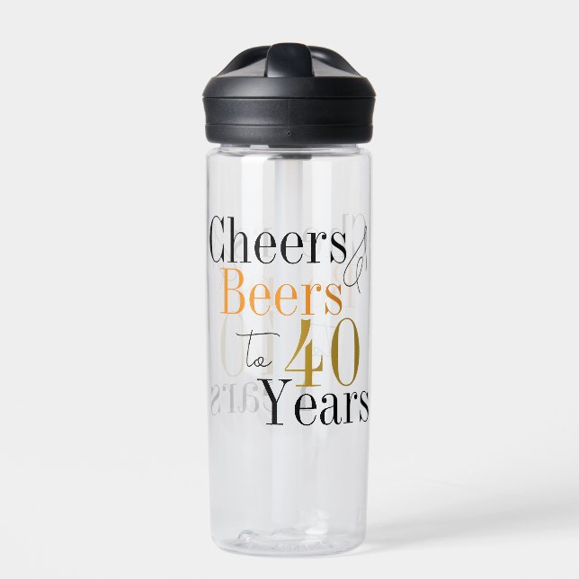 40th Birthday Party Cheers Beer Minimal Water Bottle (Front)