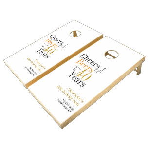 40th Birthday Party Cheers Beers Minimal Cornhole Set