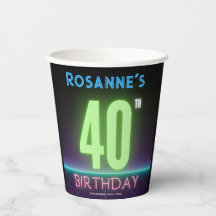 40th Birthday Party Cool Glowing Neon Sign Custom 