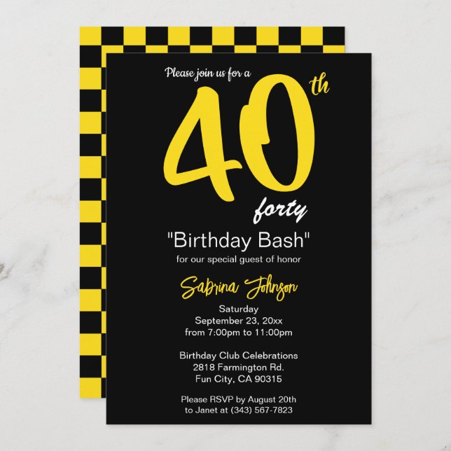 40th Birthday Party  | Customize Invitation (Front/Back)