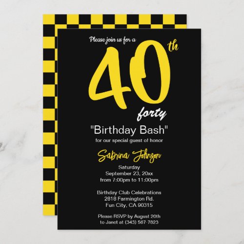 40th Birthday Party   Customize Invitation