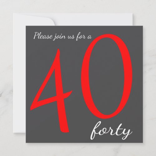 40th Birthday Party   DIY Text Invitation