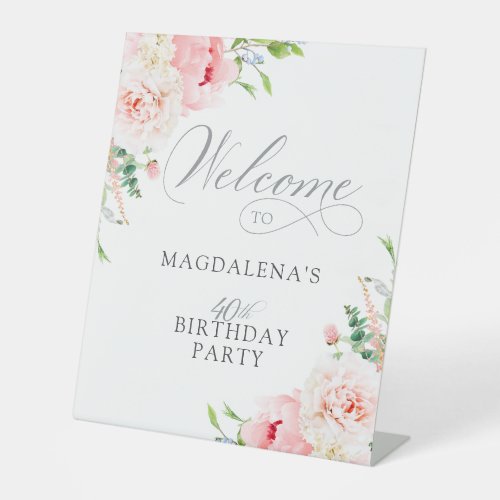 40th Birthday Party Elegant Pink Floral Welcome