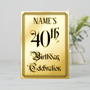 40th Birthday Party — Elegant Script + Custom Name Foil Invitation