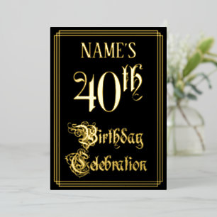 40th Birthday Party — Fancy Script & Custom Name Foil Invitation