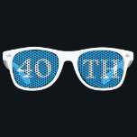 40th Birthday Party Favor Cool Blue White Retro Sunglasses<br><div class="desc">40th birthday party shades for an awesome fortieth bday or anniversary bash. Cool blue party favor glasses with cute white text. Festive sunglasses for someone turning 40. Celebrate being forty!</div>