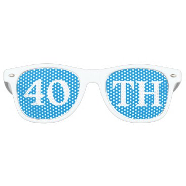 40th Birthday Party Favor Cool Blue White Retro Sunglasses