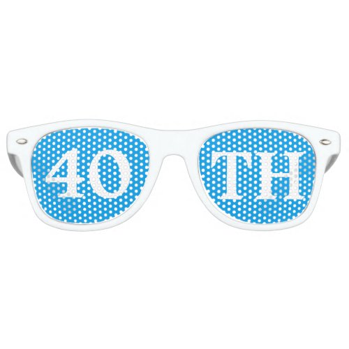 40th Birthday Party Favor Cool Blue White Retro Sunglasses