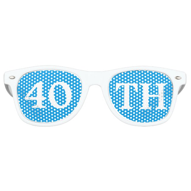 40th Birthday Party Favor Cool Blue White Retro Sunglasses (Front)