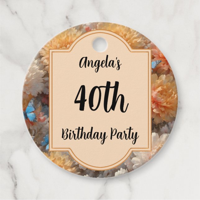 40th Birthday Party Favor Tags (Front)