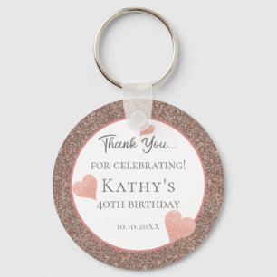 40th Birthday Party Favors Dark Champaign Keychain