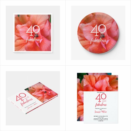 40th Birthday Party Flower Invitations Supplies