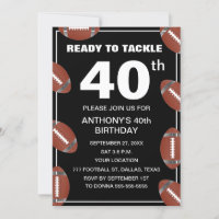 40th Birthday Party Football Black Dad Sport