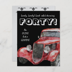 40th Birthday Party For Him - Classic Hotrod Car Invitation