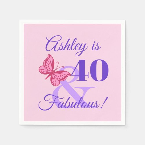 40th Birthday Party For Women Napkins