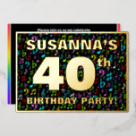 [ Thumbnail: 40th Birthday Party — Fun, Colorful Music Symbols Invitation ]