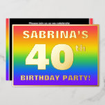 [ Thumbnail: 40th Birthday Party: Fun, Colorful Rainbow Pattern Invitation ]