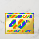 [ Thumbnail: 40th Birthday Party — Fun, Rainbow Spectrum “40” Invitation ]