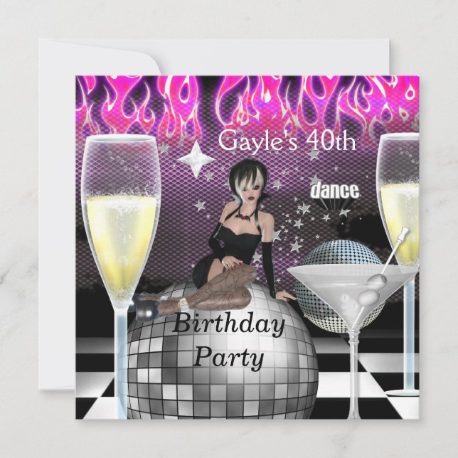 40th Birthday Party Girls Night Out Champagne Invitation (Front)