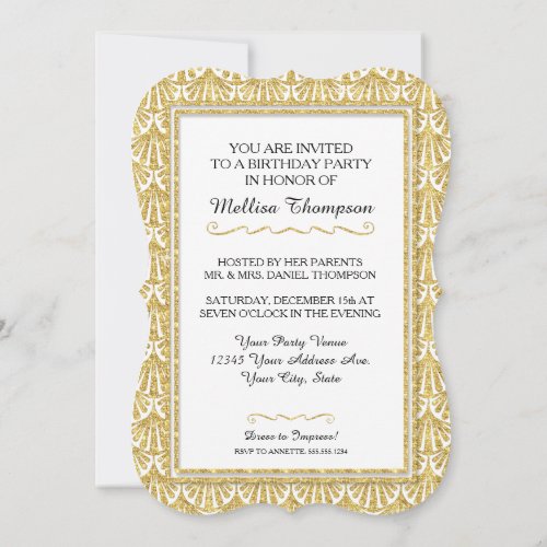 40th Birthday Party Glam Great Gatsby Style Invitation