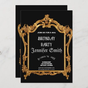 40th Birthday Party gold Invitation
