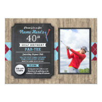 40th Birthday Party Golf Ball Photo Golfing Invite
