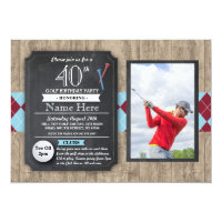 40th Birthday Party Golf Ball Photo Golfing Invite