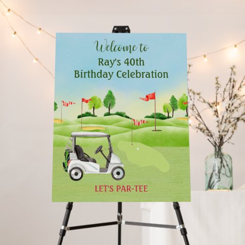 40th Birthday Party Golf Guy Photo Welcome   Foam Board