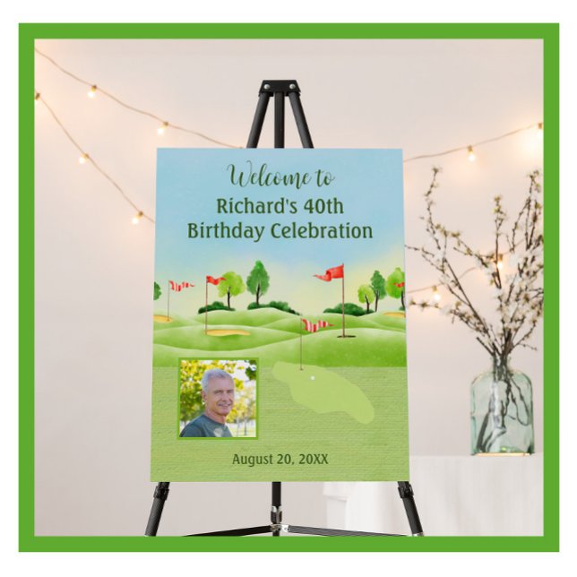 40th Birthday Party Golf Guy Photo Welcome   Foam Board (Creator Uploaded)