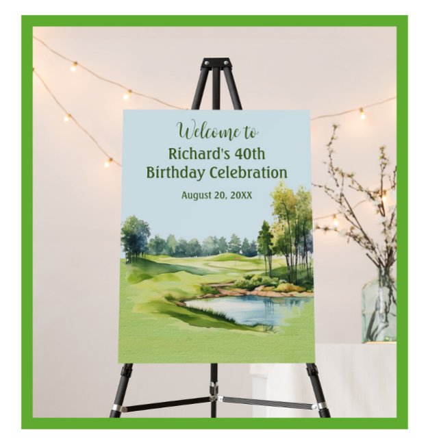 40th Birthday Party Golf Men's Welcome   Foam Board (Creator Uploaded)