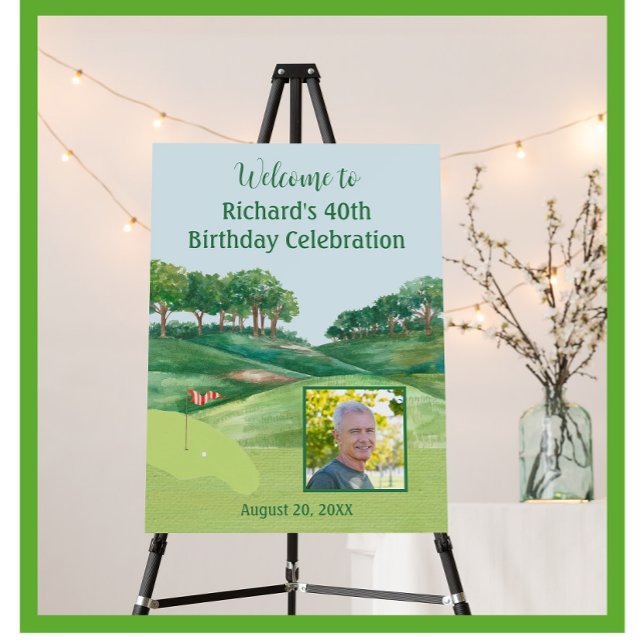 40th Birthday Party Golf Men's Welcome   Foam Board (Creator Uploaded)