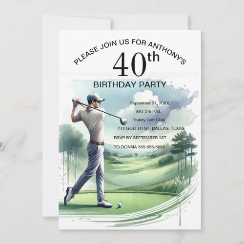 40th Birthday Party Golfer Adult Par Sports Golf