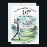 40th Birthday Party Golfer Adult Par Sports Golf Invitation<br><div class="desc">40th Birthday party for a golfer,  adult,  sports,  dad,  for him. Black and white,  watercolor,  modern,  elegant Birthday party invitation. Please personalize it with your details.</div>