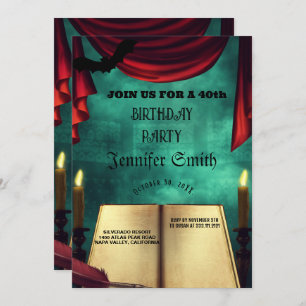 40th Birthday Party Gothic Red Invitation