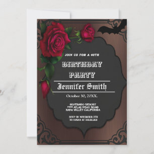 40th Birthday Party Gothic Red Invitation